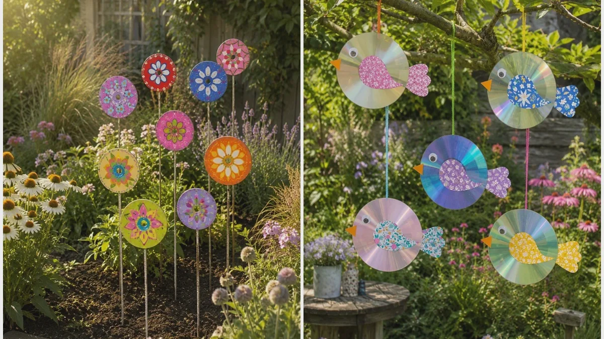 Deze tuindecoratie van oude cd’s brengt kleur en glans in uw tuin